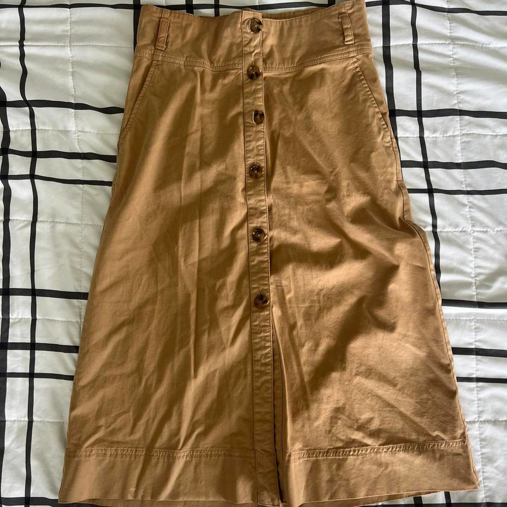 GAP Tan Midi Button Skirt